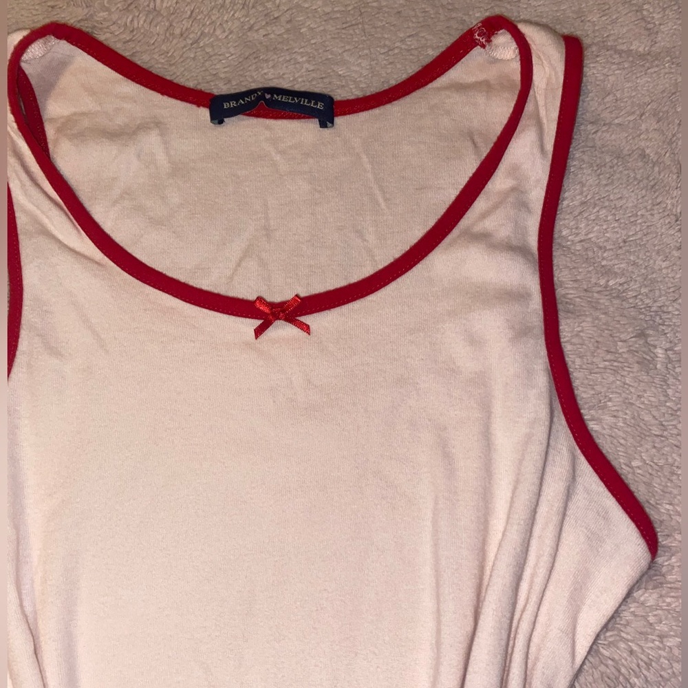 Brandy Melville light baby pink tank with Red Accents